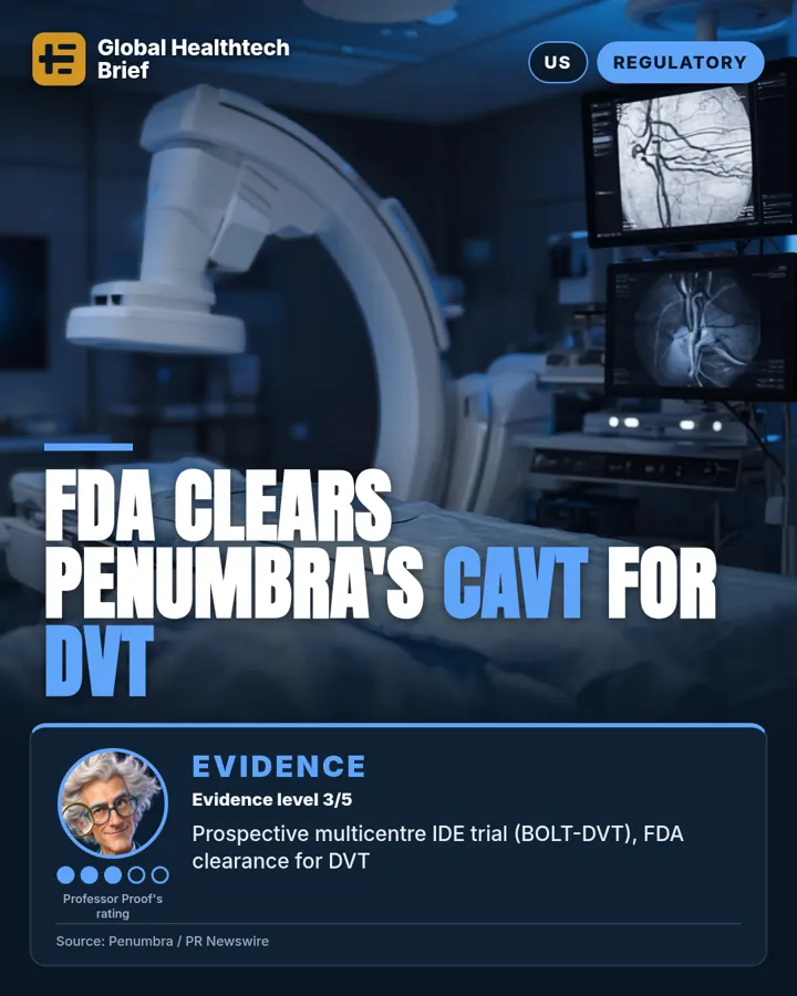 Card: FDA clears Penumbra's CAVT for DVT, evidence level 3 of 5