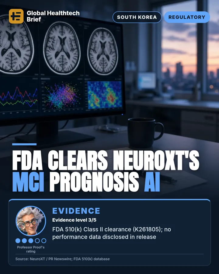 Card: FDA clears NeuroXT's MCI prognosis AI, evidence level 3 of 5